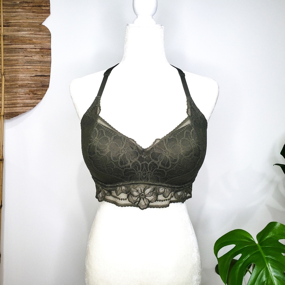 ⭐ Victoria Secret Pink Olive Lace T Back Bralette